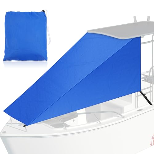 BBTO 8' X 9.5' T-Top Bow Shade for Boat Cover UV Protection 600d Oxford Cloth Canopy Waterproof Navy Blue Boat Tent Sun Shade Extension for Hot Cloudless Day - Image 1
