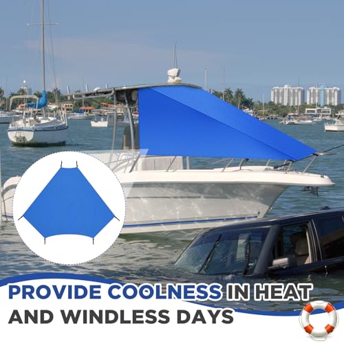 BBTO 8' X 9.5' T-Top Bow Shade for Boat Cover UV Protection 600d Oxford Cloth Canopy Waterproof Navy Blue Boat Tent Sun Shade Extension for Hot Cloudless Day - Image 5