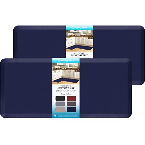 HappyTrends 2 PCS Kitchen Mat Cushioned AntiFatigue Floor Mat Heavy Duty Ergonomic Comfort Foam Standing Mat Waterproof NonSlip Kitchen Rugs for Home Office173x39173x39Navy