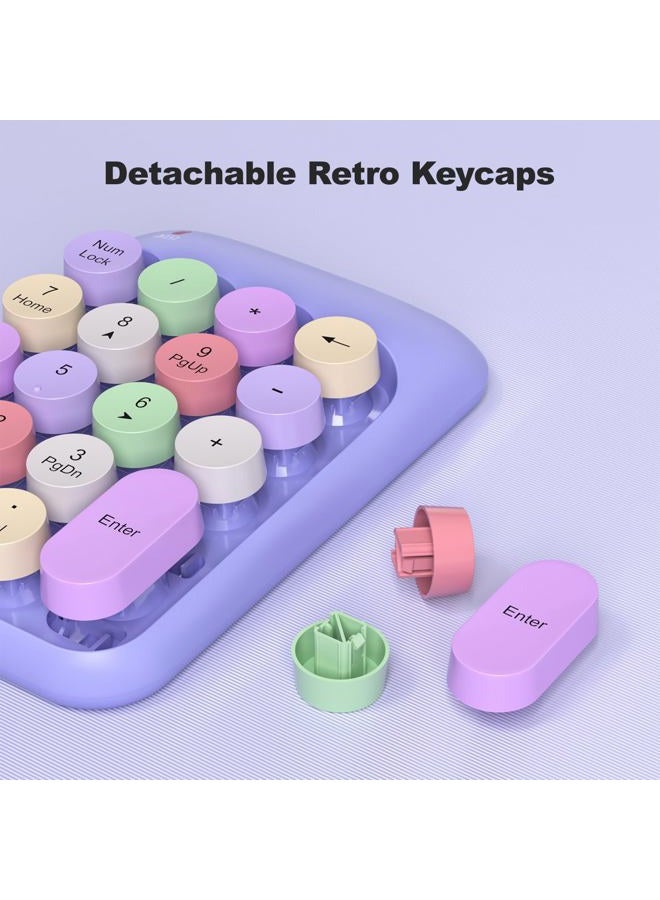 MOWUX Wireless Number Pads, Cute Colorful Numeric Keypad Numpad Portable 2.4 GHz Financial Accounting Number Keyboard Extensions, 10 Key Number Numpad for Laptop Desktop, PC (Purple Colorful) - Image 5