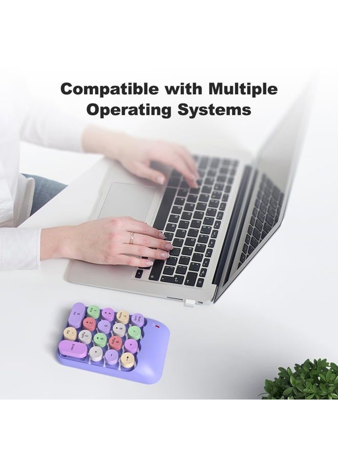 MOWUX Wireless Number Pads, Cute Colorful Numeric Keypad Numpad Portable 2.4 GHz Financial Accounting Number Keyboard Extensions, 10 Key Number Numpad for Laptop Desktop, PC (Purple Colorful) - Image 3