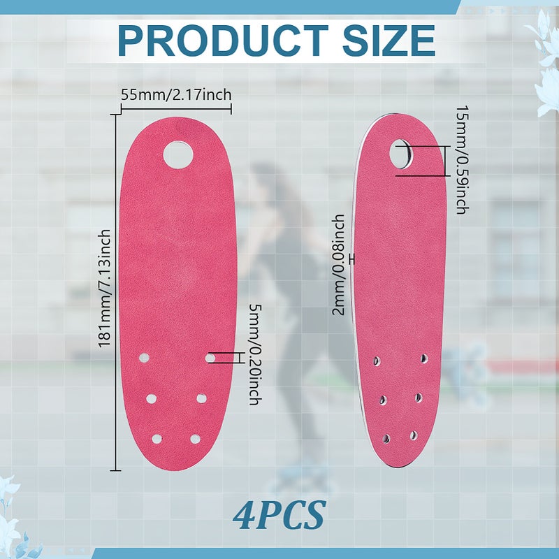 4pcs Suede Flat Toe Guard Protectors Skates Accessories Hot Pink 180x59x2mm Hole: 5~15mm - Image 2