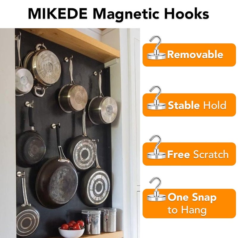 Mikede Magnetic Hooks Heavy Duty150Lbs Super Strong Magnetic Hooks For Cruise EssentialsNeodymium Earth Magnets With Hook For HangingMagnetic Metal Hanger For FridgeToolboxStorage4 PackSilver - Image 2