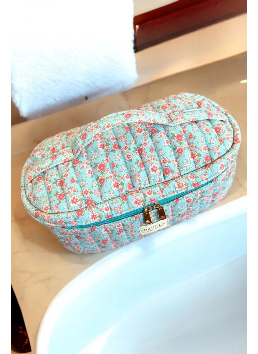 باهلس Pinterest Pattern Blue Flower Interior Compartment Xl Size Bag Travel Bag For All Hair Styling