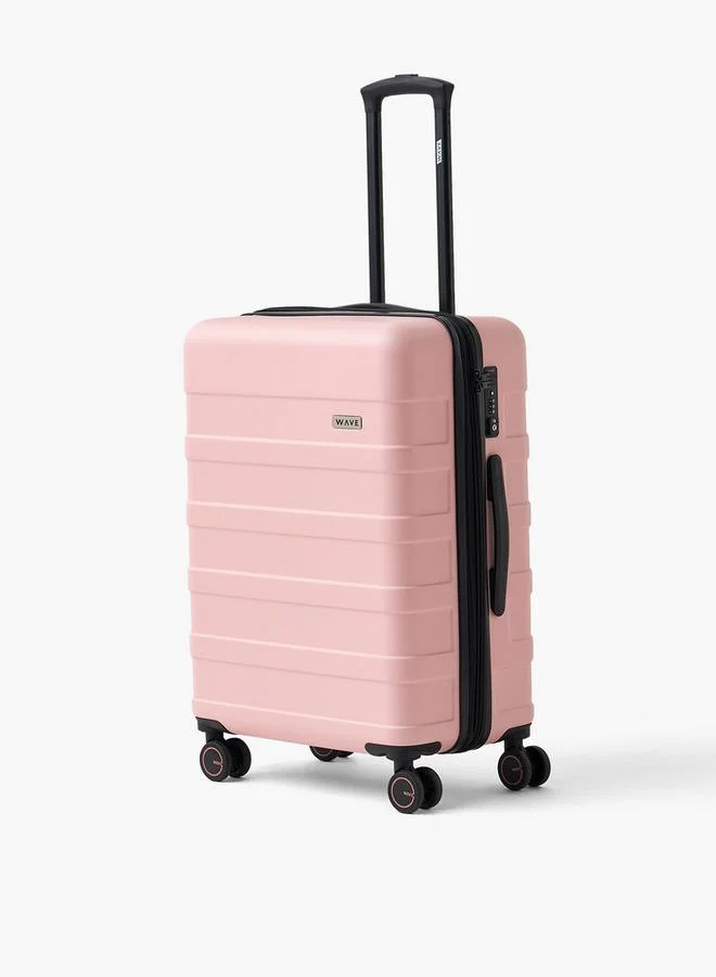 Wave PINK Textured Hardcase Trolley Bag With Retractable Handle - Set Of 4  | Best Price UAE