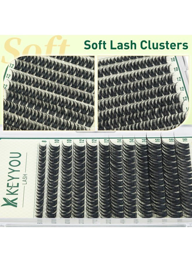 KEYYOU LASH Eyelash Extensions, 144 Pieces, 8-16 Mix, D Curl Eyelash Clusters, DIY Individual Lash Clusters, Volume Lash Extesnion, Natural Eyelash Extension at Home (KY04-8-16MIX) - Image 2