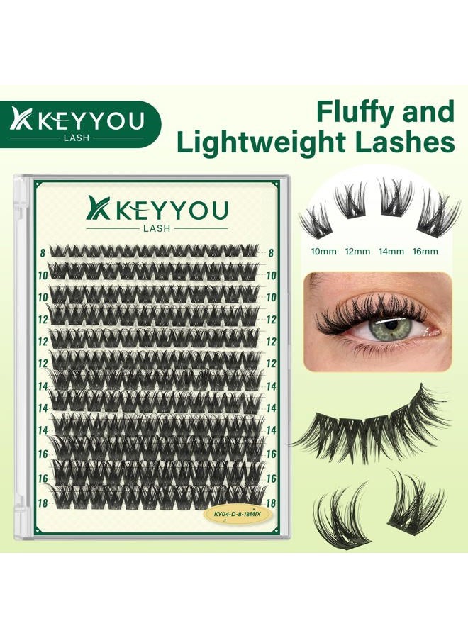 KEYYOU LASH Eyelash Extensions, 144 Pieces, 8-16 Mix, D Curl Eyelash Clusters, DIY Individual Lash Clusters, Volume Lash Extesnion, Natural Eyelash Extension at Home (KY04-8-16MIX) - Image 3