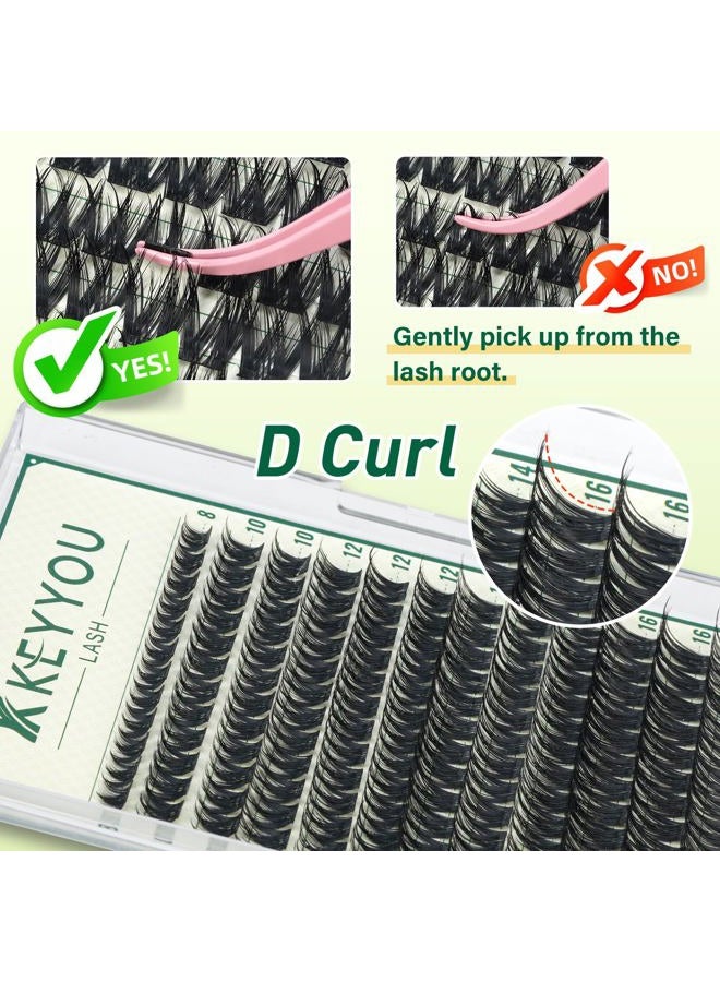 KEYYOU LASH Eyelash Extensions, 144 Pieces, 8-16 Mix, D Curl Eyelash Clusters, DIY Individual Lash Clusters, Volume Lash Extesnion, Natural Eyelash Extension at Home (KY04-8-16MIX) - Image 4