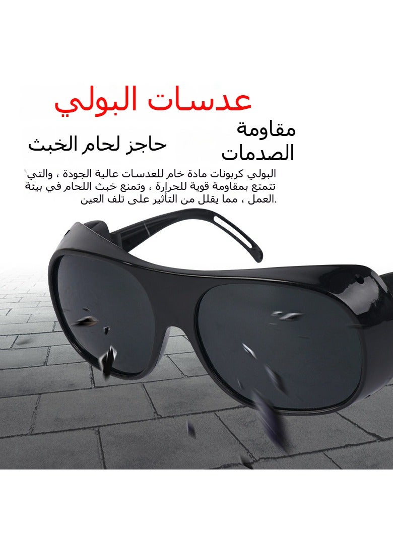 Excefore Safety goggles, 3-pack, fog-proof, dust-proof, scratch-proof, splash-proof, and chemical-resistant. Wrap-around goggles suitable for nurses, workers, and architects. Cowhide eyeglasses, welding goggles, welder's labor protection, transparent/black/gray. - Image 2