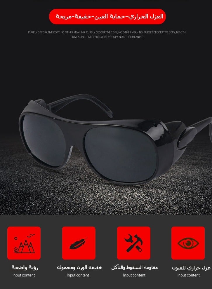 Excefore Safety goggles, 3-pack, fog-proof, dust-proof, scratch-proof, splash-proof, and chemical-resistant. Wrap-around goggles suitable for nurses, workers, and architects. Cowhide eyeglasses, welding goggles, welder's labor protection, transparent/black/gray. - Image 4