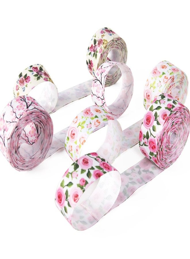 David accessories Floral Flower Printed Grosgrain Ribbon Tape 1" Wide x 40 Yards Total for DIY Handmade Hair Bow Wedding Festival Home Party Birthday Decorations Gift Packing (All Flowers Ribbon) - Image 4