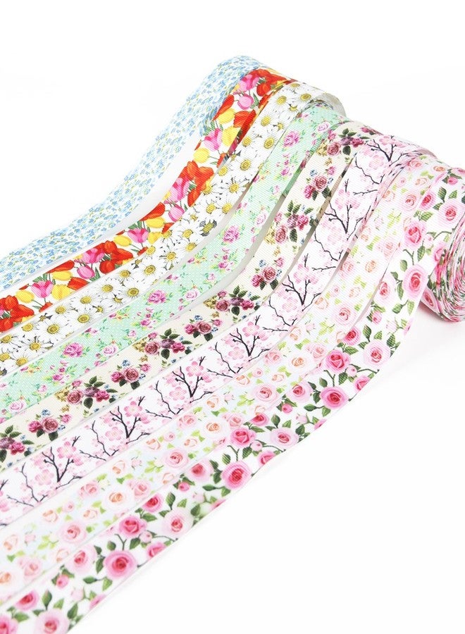 David accessories Floral Flower Printed Grosgrain Ribbon Tape 1" Wide x 40 Yards Total for DIY Handmade Hair Bow Wedding Festival Home Party Birthday Decorations Gift Packing (All Flowers Ribbon) - Image 2