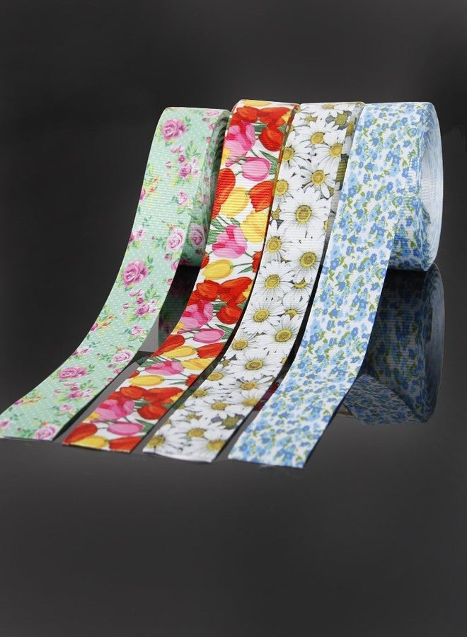 David accessories Floral Flower Printed Grosgrain Ribbon Tape 1" Wide x 40 Yards Total for DIY Handmade Hair Bow Wedding Festival Home Party Birthday Decorations Gift Packing (All Flowers Ribbon) - Image 5