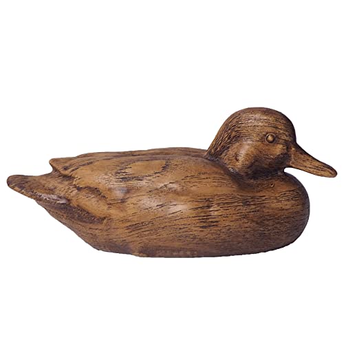 Hymmah Wooden Texture Duck Home Decor Statue Rustic Home Decorations for Living Room Boho Sculpture Resin Animal Collectible Figurines for Indoor Decor