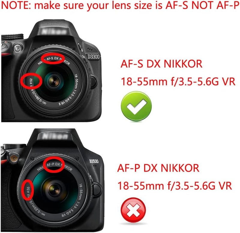 حزمة من 2 غطاء عدسة ضغط مركزي 52 مم لعدسة نيكون D5500 D5200 D3200 NIKKOR AF-S DX 18-55mm / عدسة كانون m3 m5 m10 EF-M 18-55mm 55-200mm / عدسة سيغما 30mm F1.4 Contemporary DC DN - Image 4