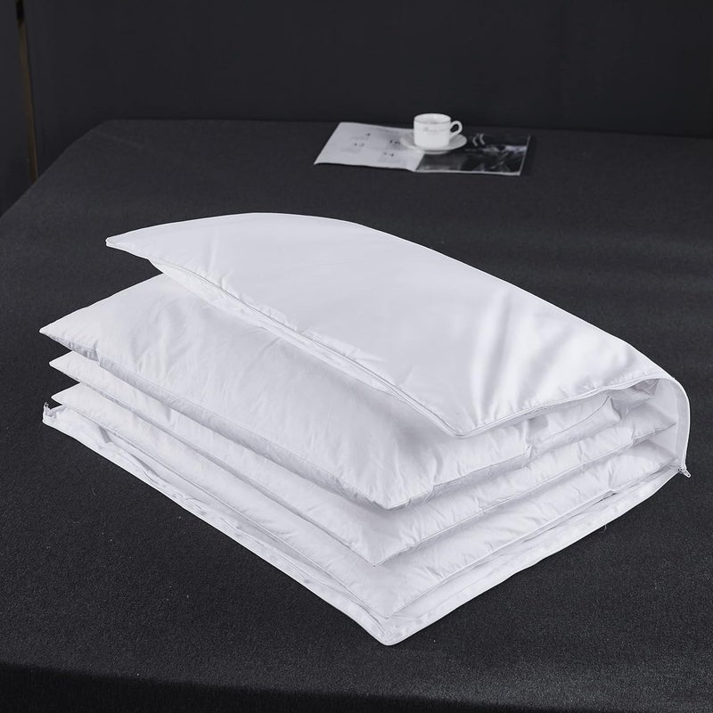 Three Geese Adjustable Layer Goose Feather Pillow,Assembled Bed Pillow,100% Soft Cotton Cover,Good for Side and Back Stomach Sleeper, Standard/Queen Size,Packaging Include 1 Pillow. - Image 2
