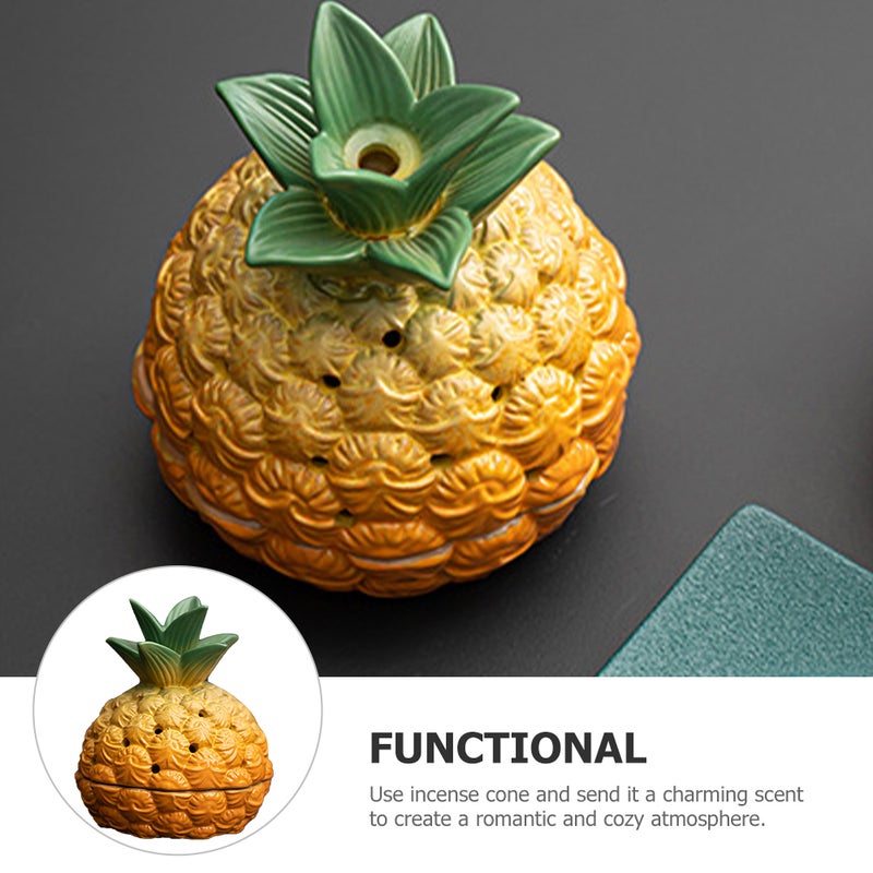 Ceramic Incense Burner Incense Burner Holder Pineapple Shape Cone Incense Holder Tabletop Decor - Image 4