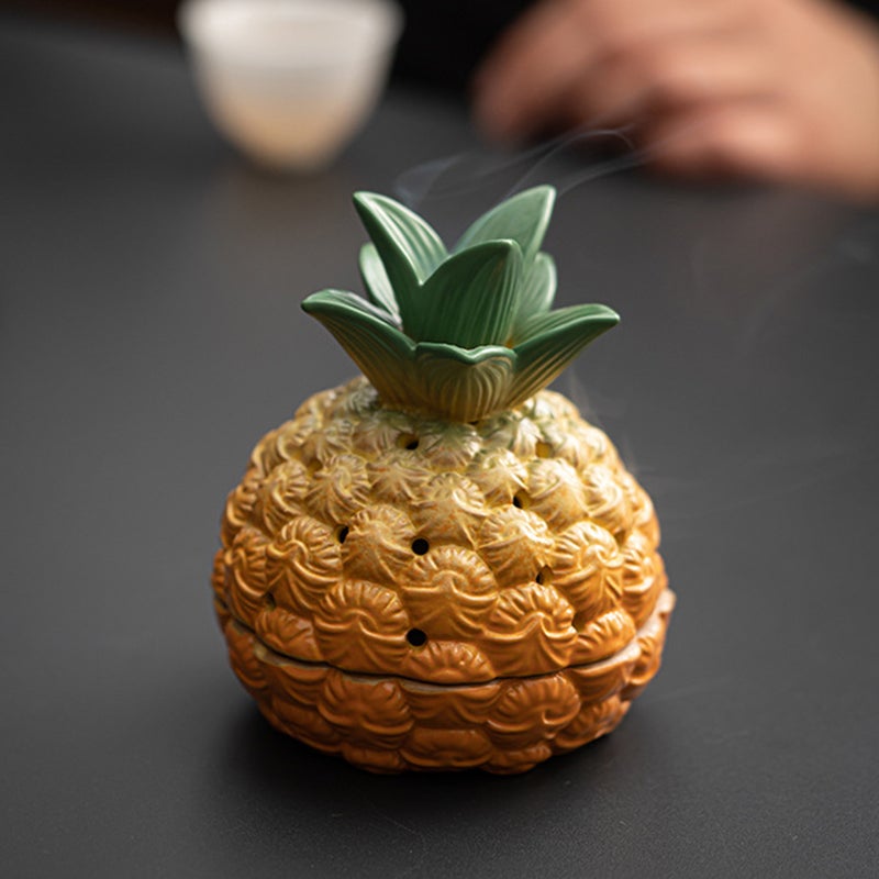 Ceramic Incense Burner Incense Burner Holder Pineapple Shape Cone Incense Holder Tabletop Decor - Image 3