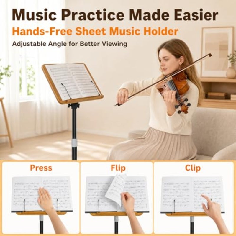 Adjustable Floor Stand, 50 169 cm Height and 180° Panel Angle Adjustable Book Stand, Holds up to 15 lbs for Books, Laptop, Tablet, Small Projector, Music Sheet, Bible, Podium and Cookbook - Image 4