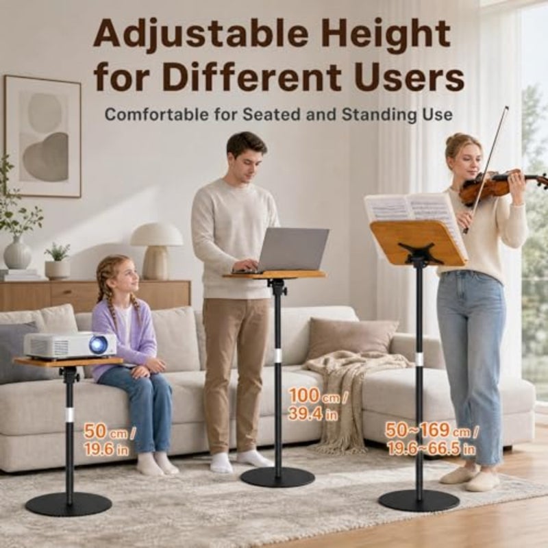 Adjustable Floor Stand, 50 169 cm Height and 180° Panel Angle Adjustable Book Stand, Holds up to 15 lbs for Books, Laptop, Tablet, Small Projector, Music Sheet, Bible, Podium and Cookbook - Image 2