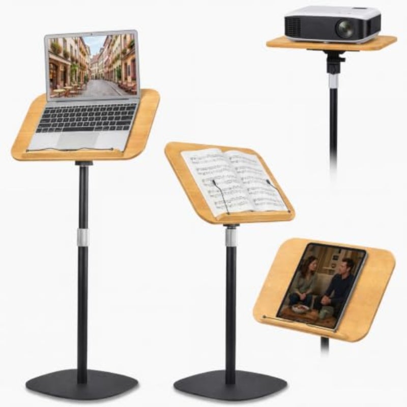 Adjustable Floor Stand, 50 169 cm Height and 180° Panel Angle Adjustable Book Stand, Holds up to 15 lbs for Books, Laptop, Tablet, Small Projector, Music Sheet, Bible, Podium and Cookbook - Image 1