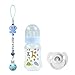 SCOM Reborn Baby Doll Accessories Set Rainbow Magnetic Pacifiers Removable Reusable Baby Doll Bottles with Silicone Pacifier Clips for Reborn Dolls Boys for Doll Lover Blue Style 3 Pcs - Image 2