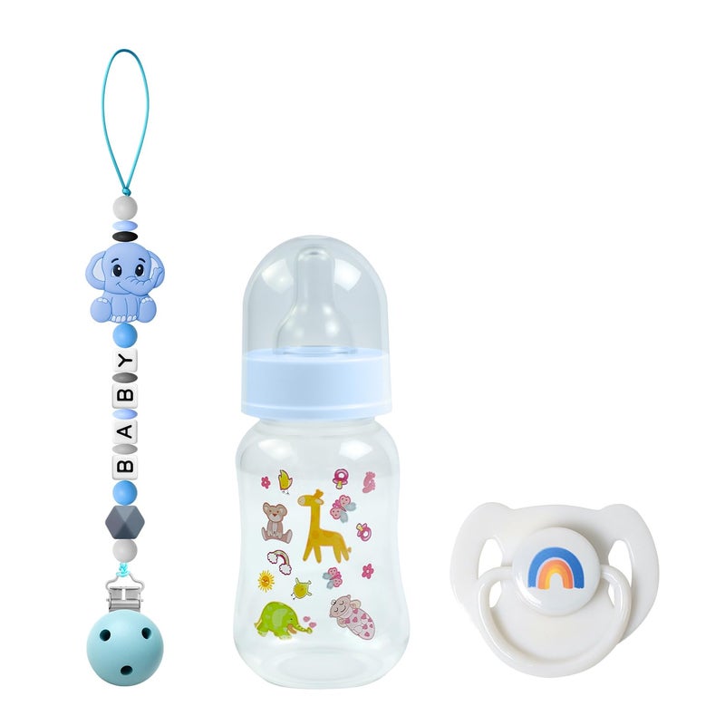 SCOM Reborn Baby Doll Accessories Set Rainbow Magnetic Pacifiers Removable Reusable Baby Doll Bottles with Silicone Pacifier Clips for Reborn Dolls Boys for Doll Lover Blue Style 3 Pcs - Image 3