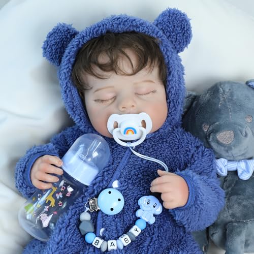 SCOM Reborn Baby Doll Accessories Set Rainbow Magnetic Pacifiers Removable Reusable Baby Doll Bottles with Silicone Pacifier Clips for Reborn Dolls Boys for Doll Lover Blue Style 3 Pcs - Image 5