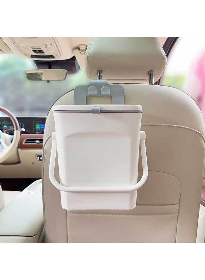 CKIKH Car trash can, universal mini leak-proof trash can with lid, suitable for car back seat, with double hook design to support mobile phone, waterproof car hanging storage box. - Image 3