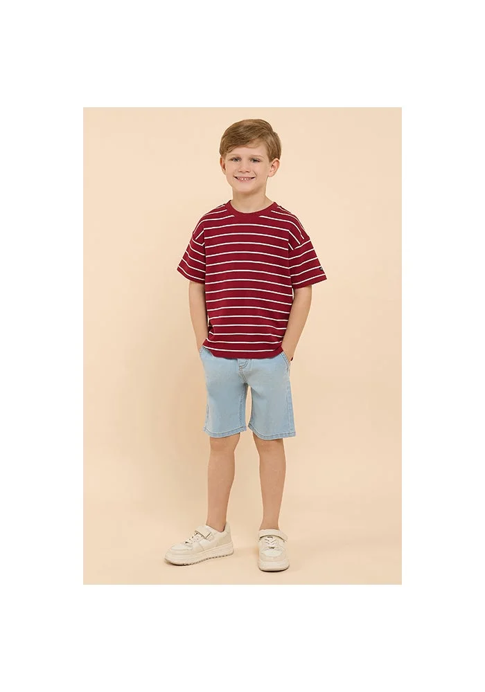 R&b Striped T-Shirt with Crew Neck and Short Sleeves