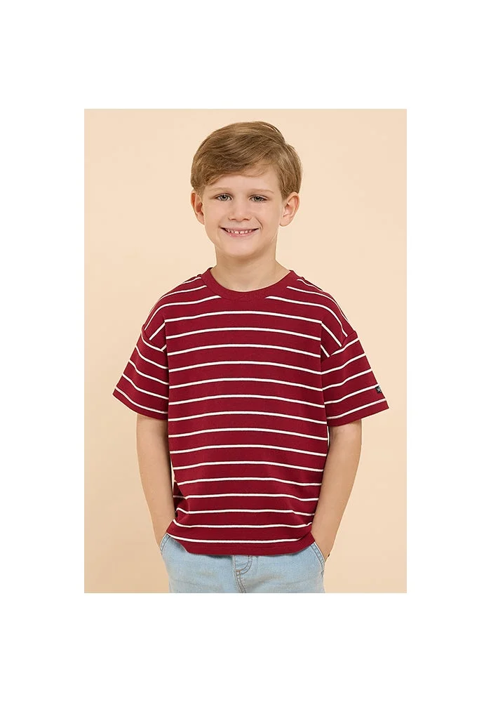 R&b Striped T-Shirt with Crew Neck and Short Sleeves
