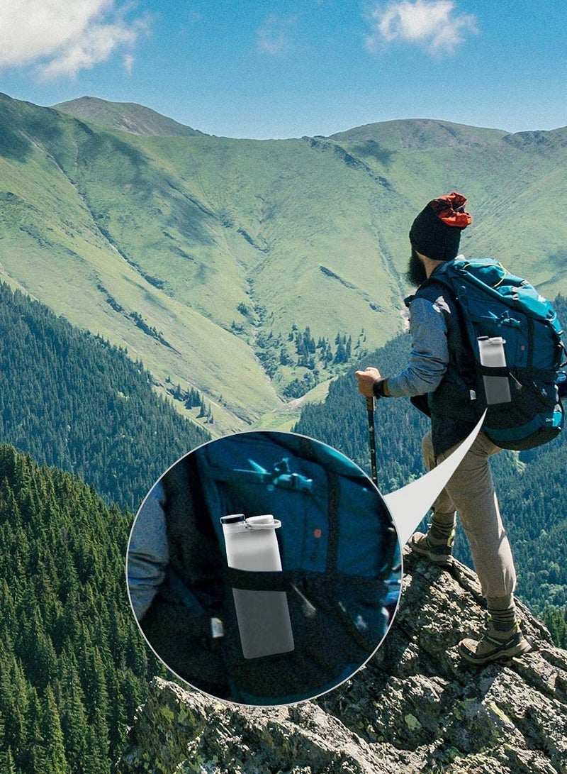 SYOSI ELECDON Collapsible Water Bottle BPA Free - Foldable Water Bottle for Travel Sports Bottles with Triple Leak Proof Lightweight 20oz, Grey - Image 5