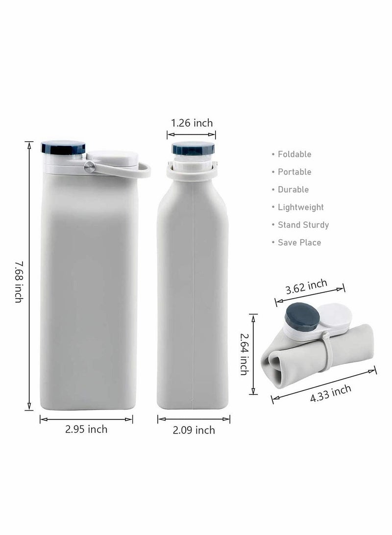 SYOSI ELECDON Collapsible Water Bottle BPA Free - Foldable Water Bottle for Travel Sports Bottles with Triple Leak Proof Lightweight 20oz, Grey - Image 2