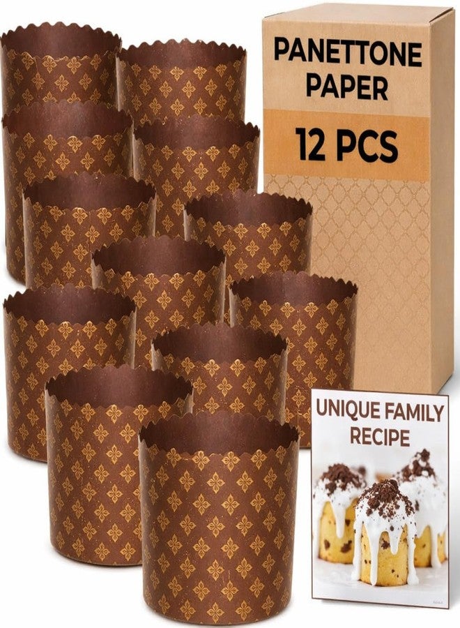 BIOL 12 oz Easter Bread Paper Molds for Baking 12 Pack - Panettone Paper Mold Silver Design - Kulich Paska Mold Panettone Molds - Image 1