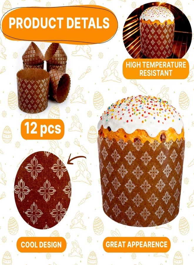 BIOL 12 oz Easter Bread Paper Molds for Baking 12 Pack - Panettone Paper Mold Silver Design - Kulich Paska Mold Panettone Molds - Image 2