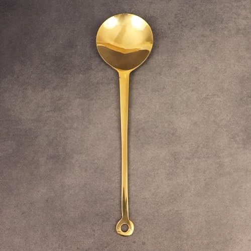 Putrika Traditional Handcrafted Brass Utensil Ladle | Brass Cookware | Serving Spoon [Weight: 138gms] (Small Ladle) - Image 4