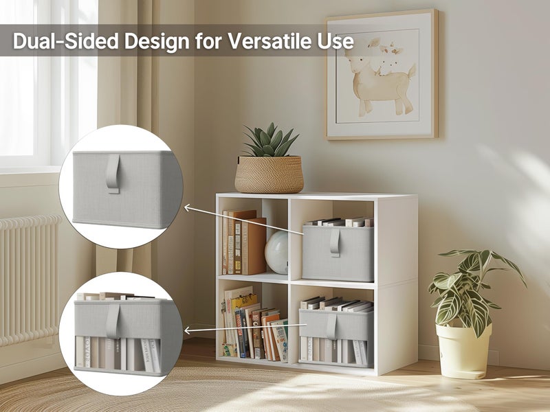 Vailando Foldable Storage Bins with Clear Window, Fabric Organizer for Closet, Shelves & Cubes - Breathable, Odor-Free Storage Boxes for Towels, Clothes, Toys, Books - 11.5 * 8.75 * 6.5in, Gray, 3-Pack - Image 3