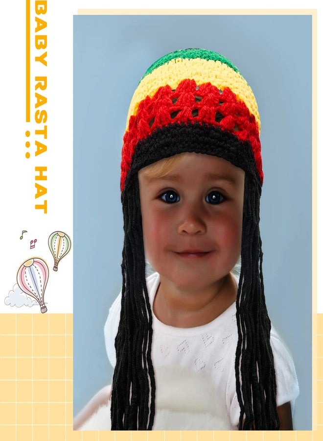 Geyoga Baby Rasta Hat with Black Dreadlocks Wig Rasta Wig with Dreads Halloween Funny Beanie Jamaican Dreadlocks Hat Kid's Costume Headwear Party Favors Accessories, Size 15.75 - Image 5