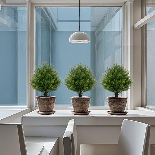 ECOLVANT Artificial Topiary Ball Tree 19''T Faux Little Bush Ball Tree UV Resistant Shrub Potted Artificial Plant for Outdoor Indoor Front Porch Garden - Image 4