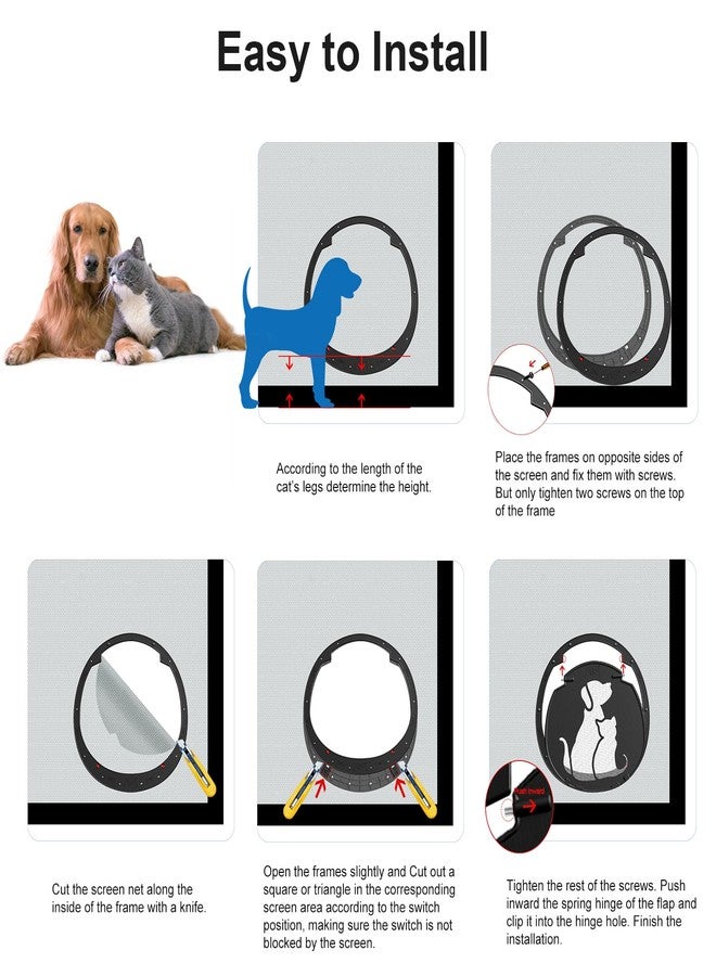 HIDROSIL Dog Door for Screen Door, Patent Desigh Pet Screen Door with Lockable Magnetic Flap for Doggy Door and Cat Door, Black - Image 5