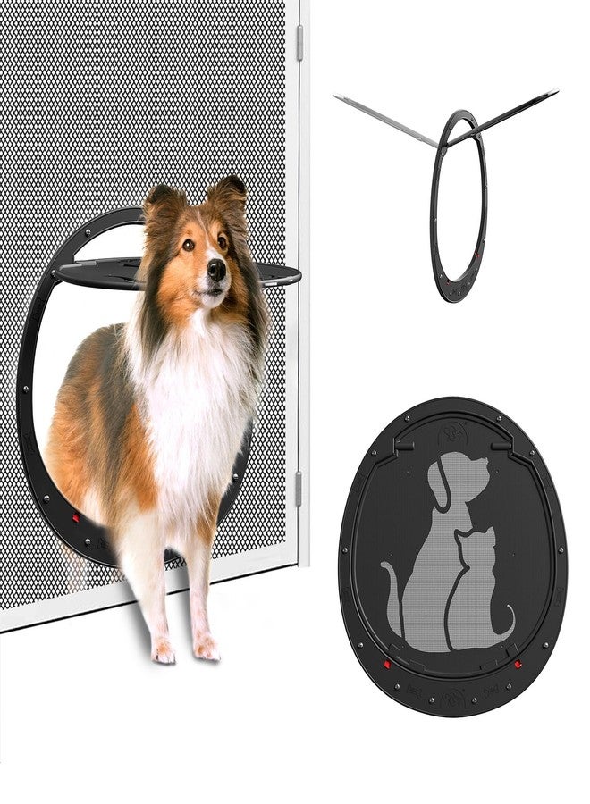 HIDROSIL Dog Door for Screen Door, Patent Desigh Pet Screen Door with Lockable Magnetic Flap for Doggy Door and Cat Door, Black - Image 1