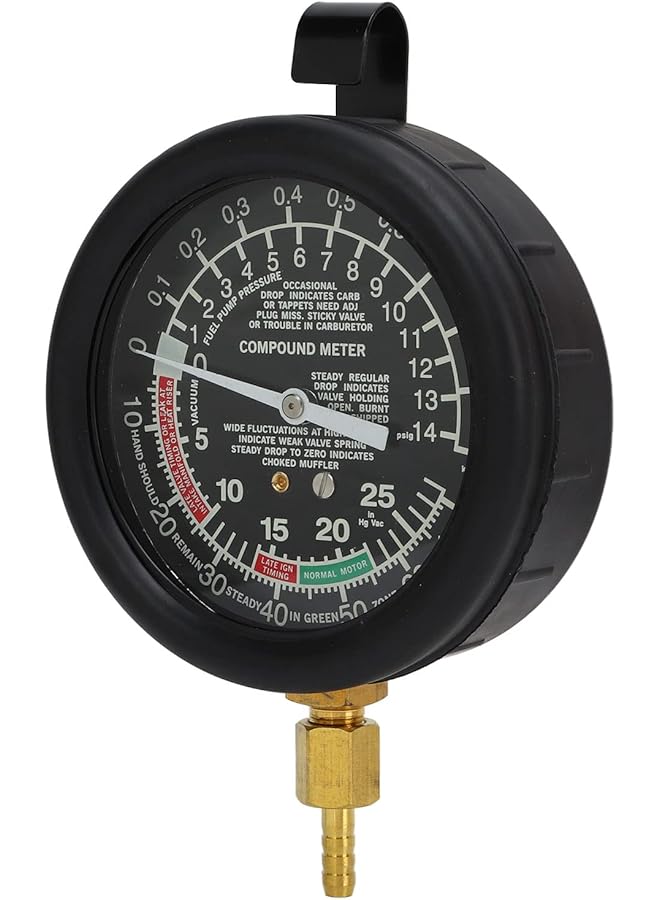 LJCM Fuel Pump Vacuum Tester Gauge Kit Carburetor Pressure Diagnostics Leakage Tool Universal For Car, Vacuum Range 0-28In/Hg Vac, 0-70Cm/Hg, Pressure Range 0-10 Psi/G, 0-0.7 Kg/Cm2  - Image 4