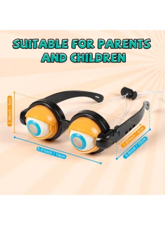 fantasize نظارات عيون مزيفة مبتكرة، 2 زوج من نظارات العيون المضحكة، نظارات عيون كبيرة مجنونة، نظارات شمسية على شكل عيون للملابس التنكرية للأطفال والبالغين في الحفلات، أخضر وأصفر - Image 3