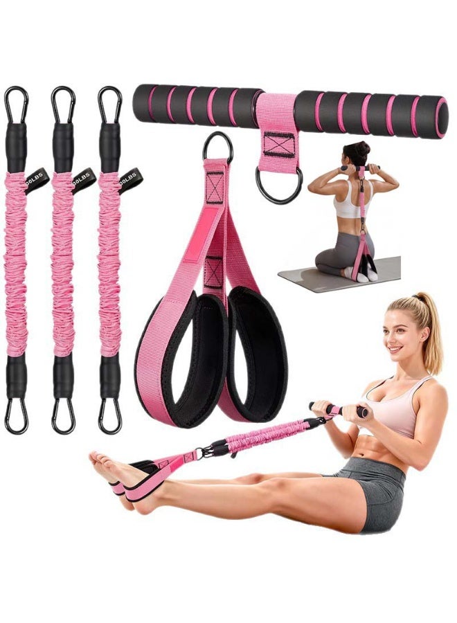 ASIV Upgraded Multi-Function Stepper Resistance Bands with Handles – 3-Tube Adjustable Resistance Bands for Abdomen, Waist, Arms, Core/ABS, Legs – Seated Exercise Equipment for Women - Image 1