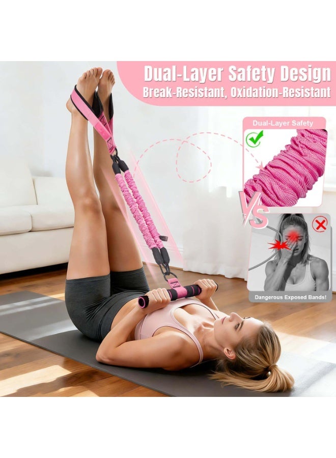 ASIV Upgraded Multi-Function Stepper Resistance Bands with Handles – 3-Tube Adjustable Resistance Bands for Abdomen, Waist, Arms, Core/ABS, Legs – Seated Exercise Equipment for Women - Image 4