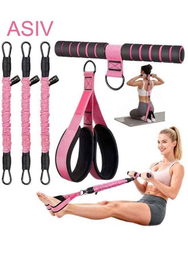 ASIV Upgraded Multi-Function Stepper Resistance Bands with Handles – 3-Tube Adjustable Resistance Bands for Abdomen, Waist, Arms, Core/ABS, Legs – Seated Exercise Equipment for Women - Image 1