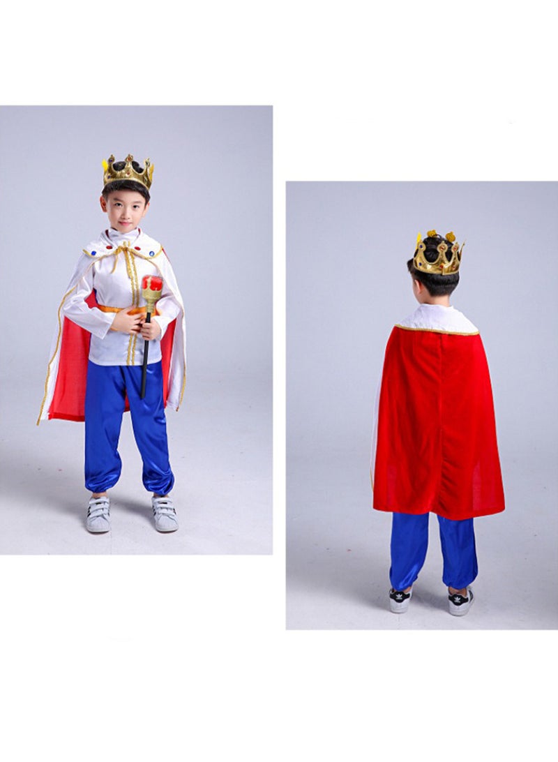 7 قطعة الأمير الساحر الملك الملكي فانسي اللباس حتى زي هالوين تتظاهر باللعب مع التاج للأطفال الأولاد - Image 3