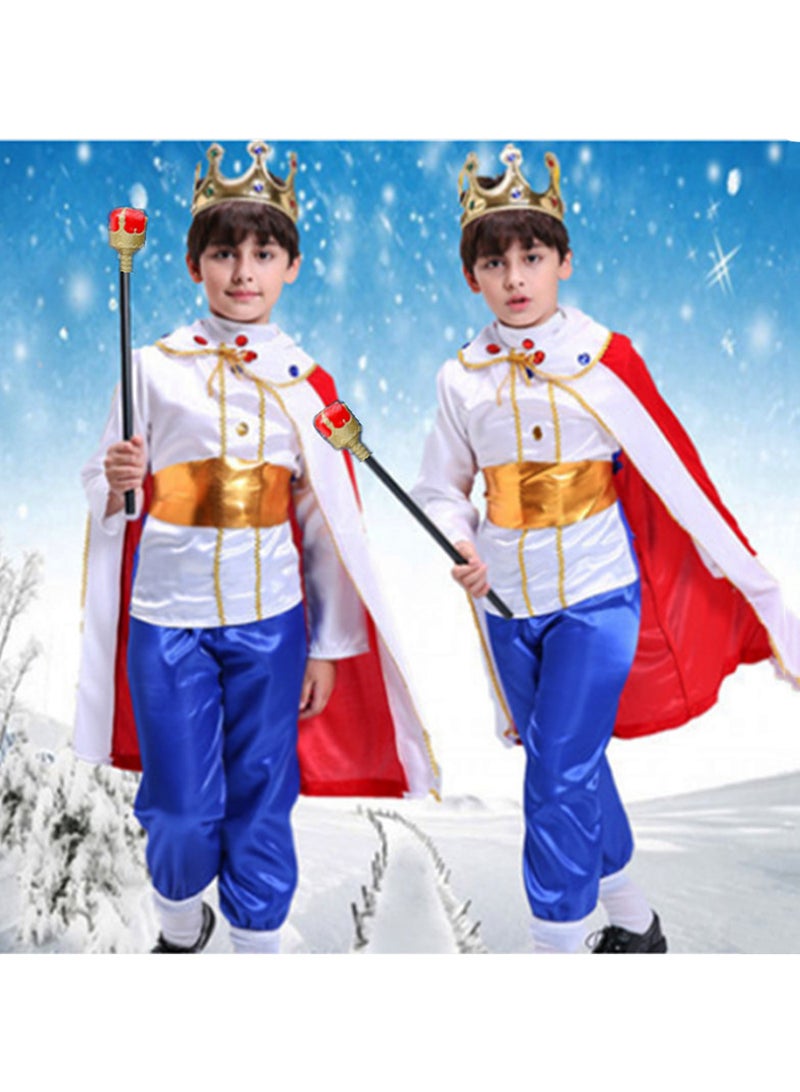7 قطعة الأمير الساحر الملك الملكي فانسي اللباس حتى زي هالوين تتظاهر باللعب مع التاج للأطفال الأولاد - Image 1