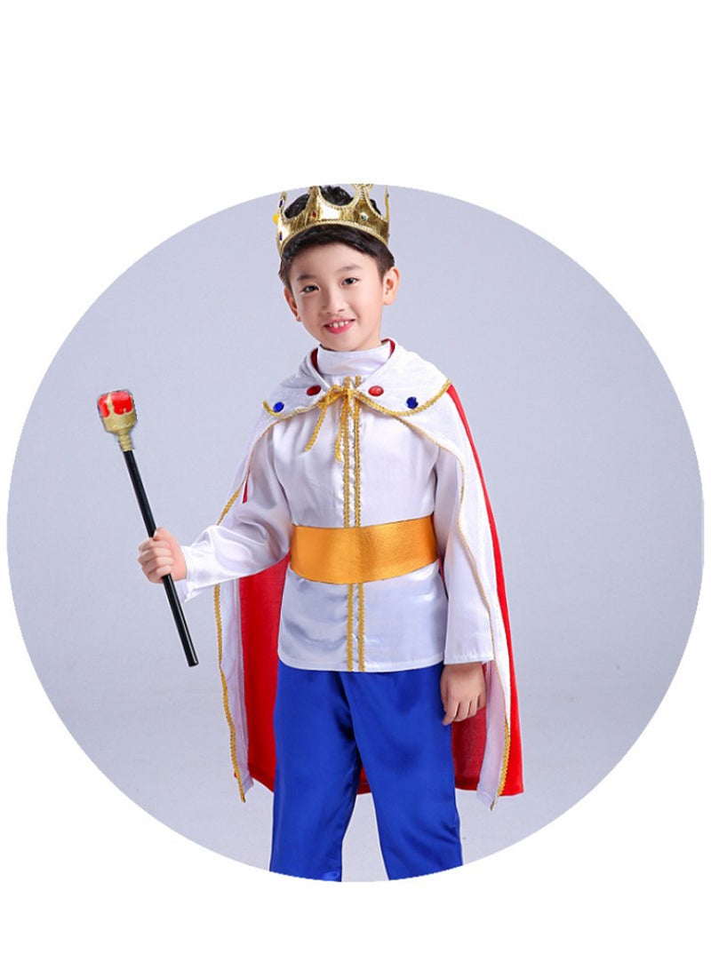7 قطعة الأمير الساحر الملك الملكي فانسي اللباس حتى زي هالوين تتظاهر باللعب مع التاج للأطفال الأولاد - Image 4