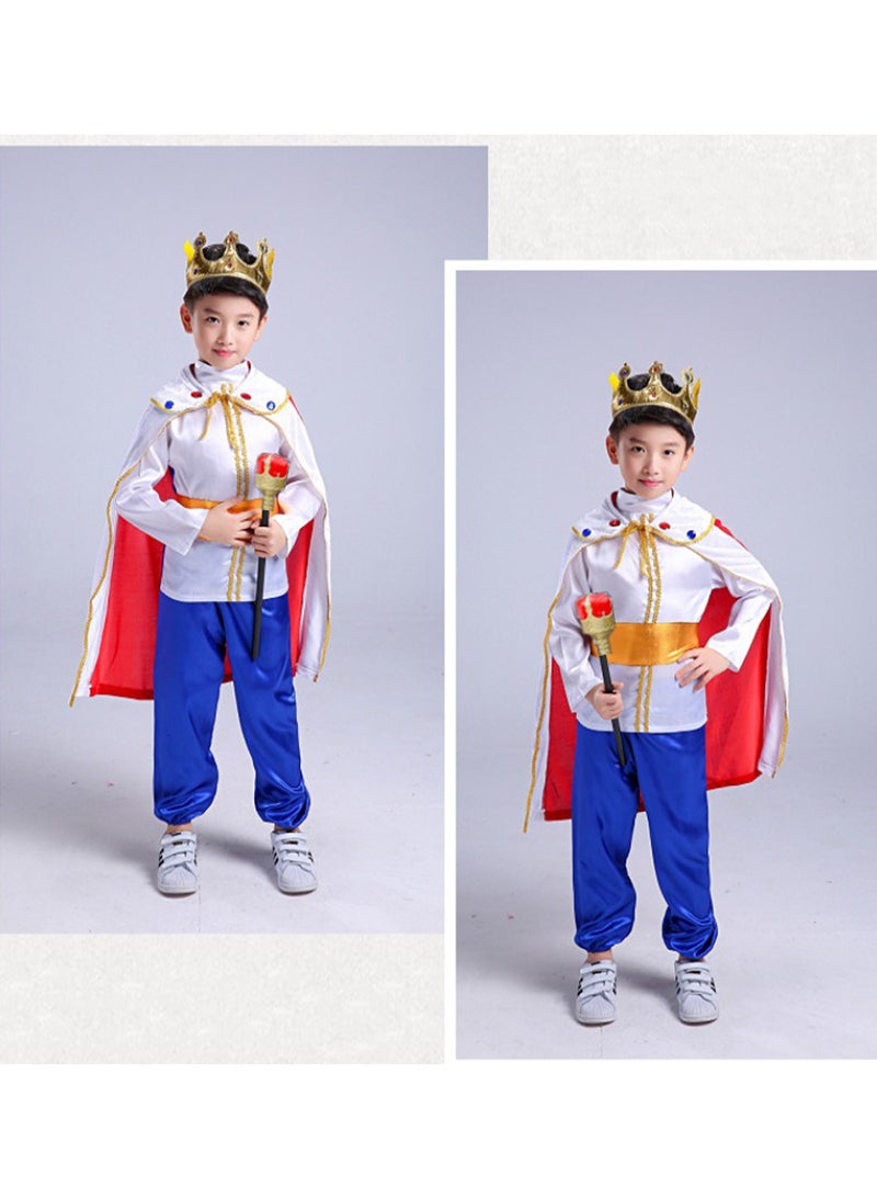 7 قطعة الأمير الساحر الملك الملكي فانسي اللباس حتى زي هالوين تتظاهر باللعب مع التاج للأطفال الأولاد - Image 2